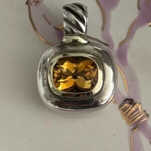 David Yurman Silver Pendant with Citrine  Gemstone